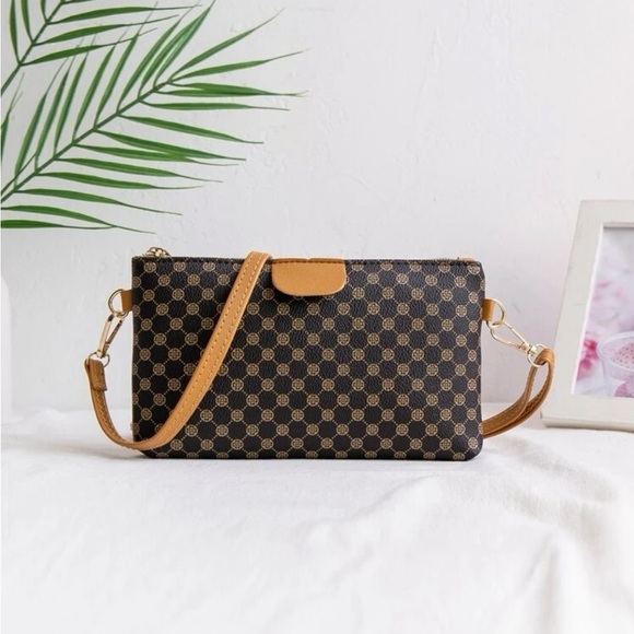 Handbags - ⚠️Clearance Coffee Brown Print Crossbody Bag